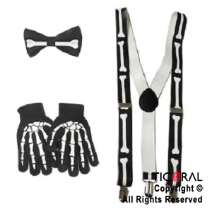 SET DISFRAZ MOO GUANTES Y TIRADORES ESQUELETO x 1